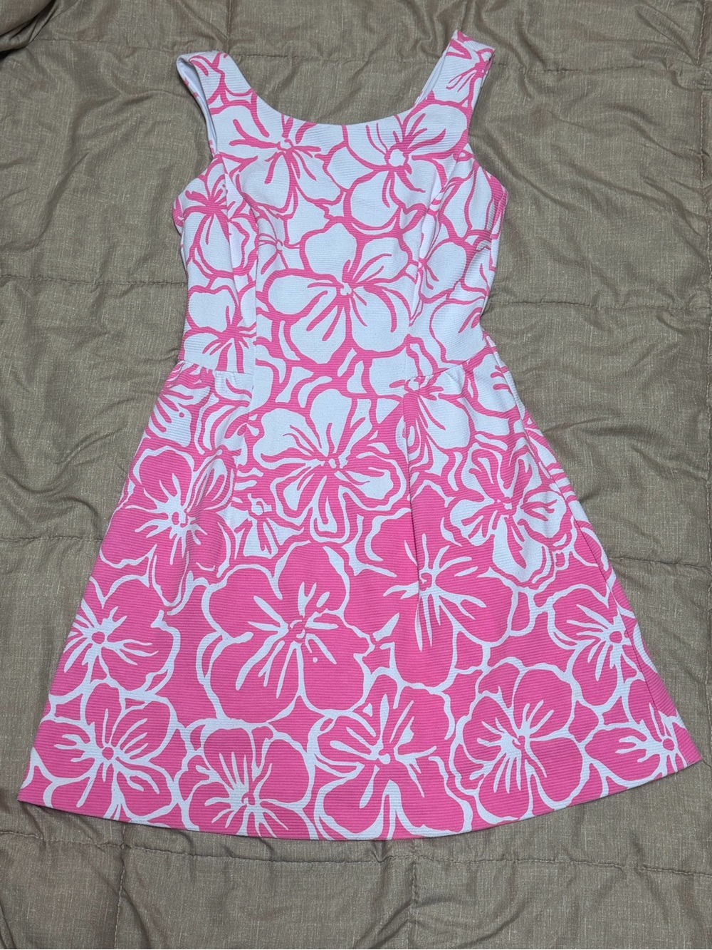 Lilly Pulitzer Pink & White Floral A-Line Sleeveless Dress XS Tropical